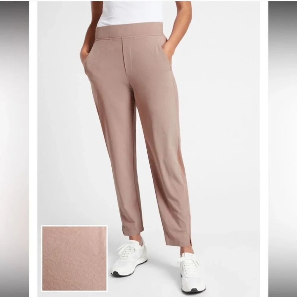 Athleta Brooklyn Textured Ankle Pant Beige Light Pink Women’s Sz 24
